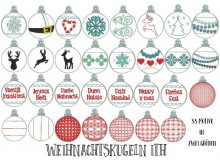 Stickserie - ITH Weihnachtskugeln - 33 Motive in 2 Größen